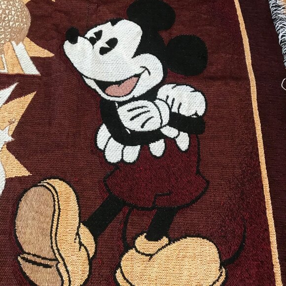 Vintage Disney World Mickey Mouse Tapestry Throw Blanket 42x60" - Picture 7 of 16